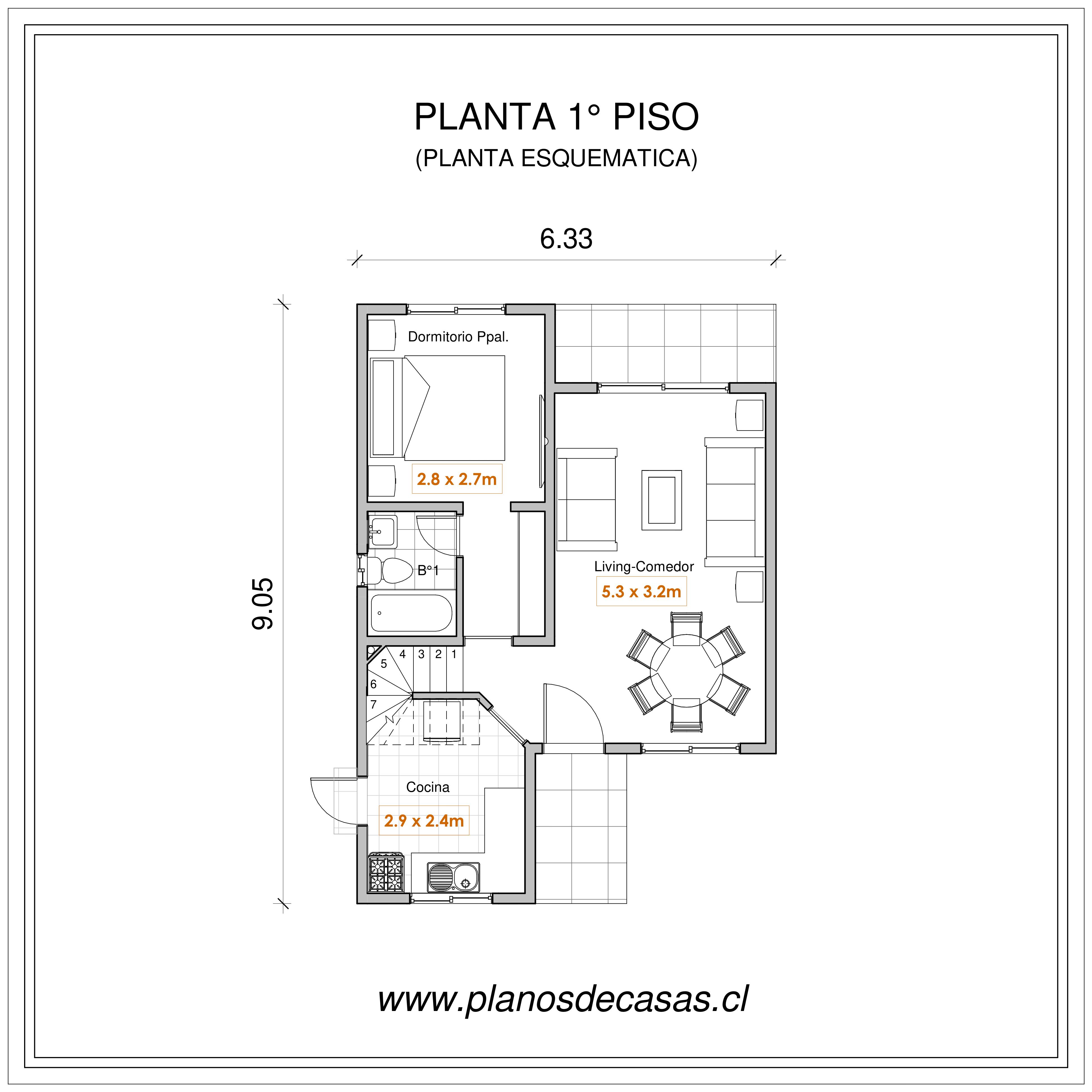 Planta Primer Piso de Planos Casa Bari